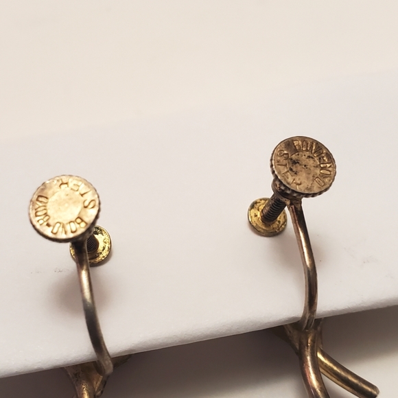 Bond Boyd - Vintage sterling silver gold leaf screw post earrings - Picture 4 of 5